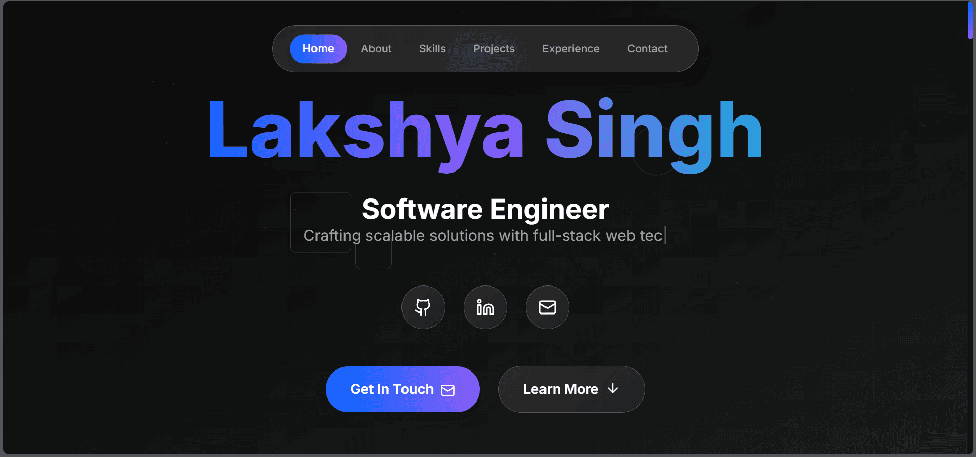 Lakshya Singh – Developer Portfolio project screenshot